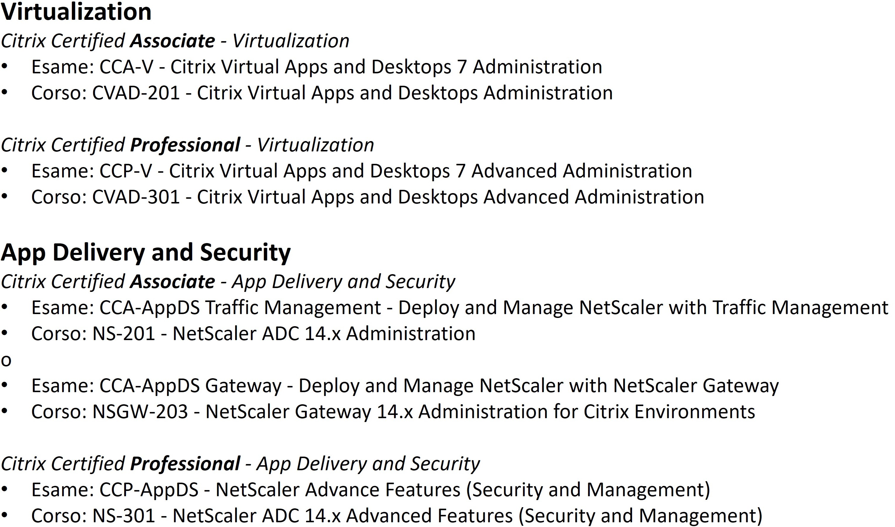 Certificazioni CItrix - Networking